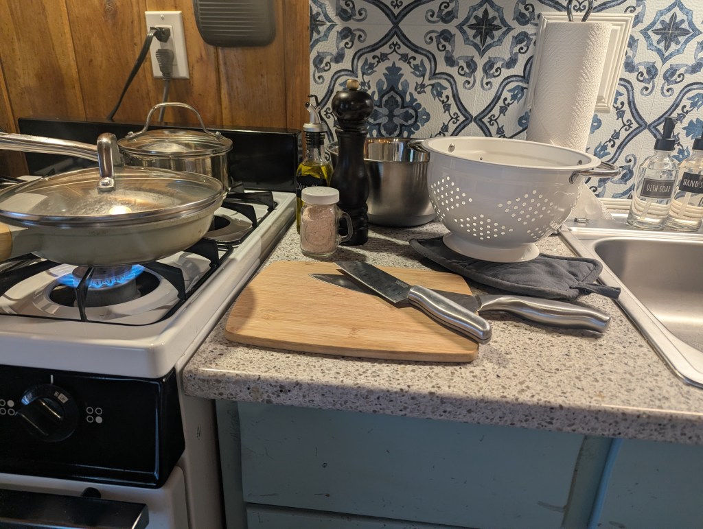 cooking on gas stove