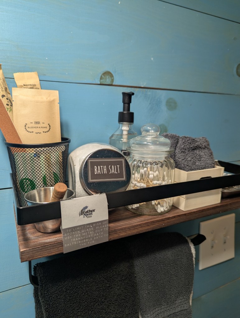 guest amenities shelf