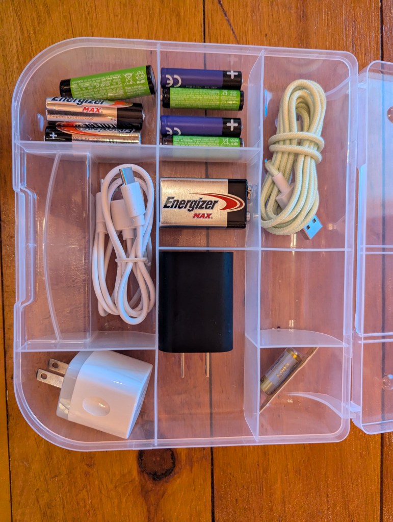 extra chargers and batteries in a case